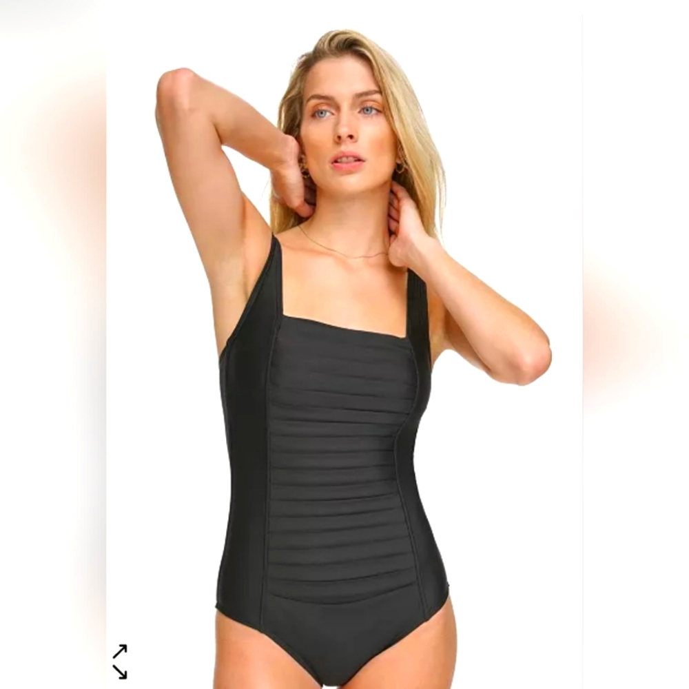Calvin Klein Black Ribbed One-Piece Swimsuit